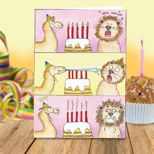 LLAMA AND LION greeting card by Nicole Janes