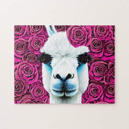Llama and roses flowers  jigsaw puzzle