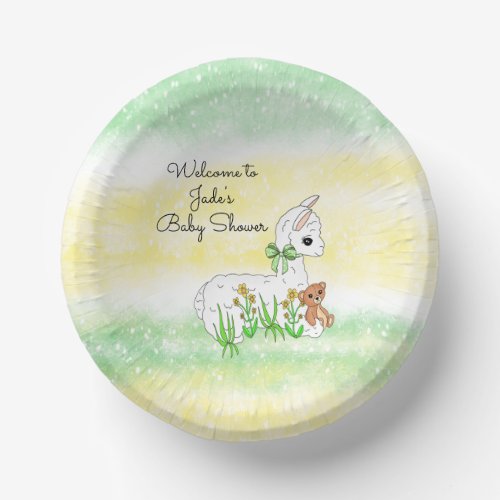 Llama and Teddy Bear Themed Baby Shower Paper Bowls