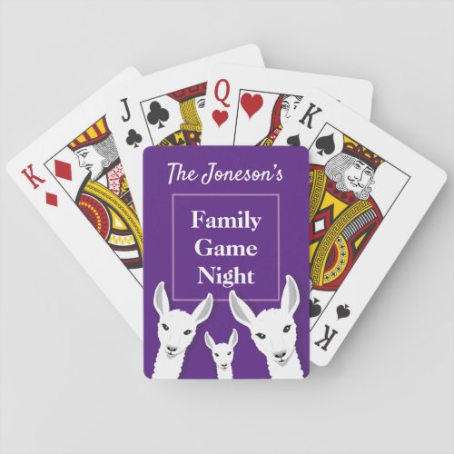 Llama Animal Purple White Name Family Game Night Poker Cards