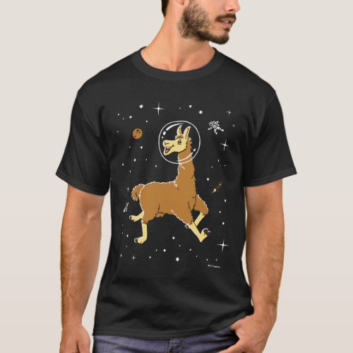 Llama Animals In Space T_Shirt