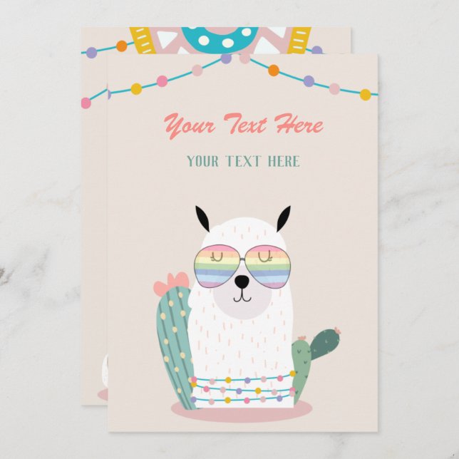 Llama Any Event  Invitation (Front/Back)
