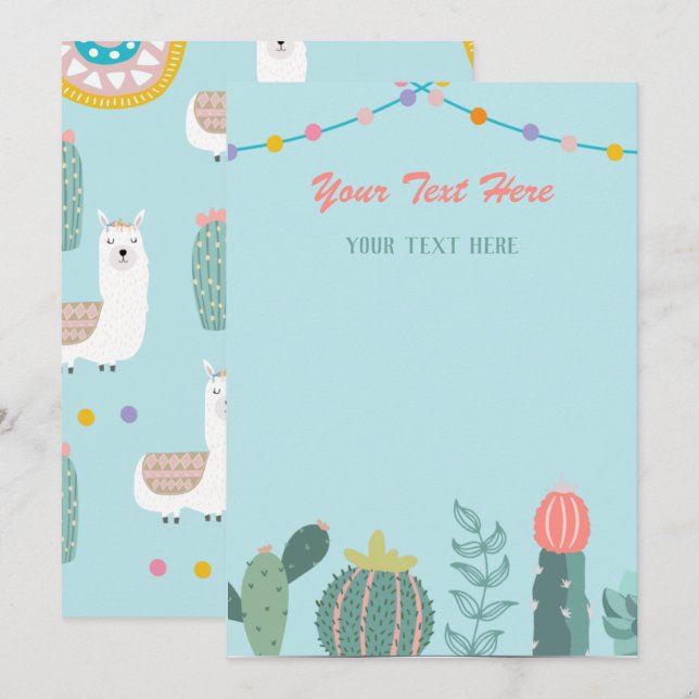 Llama Any Event  Invitation (Front/Back)