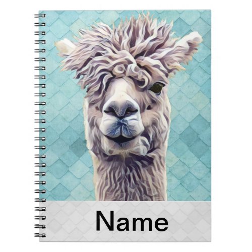 Llama Art Personalized name Color Notebook