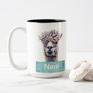 Llama Art Personalized name Color Two-Tone Coffee Mug