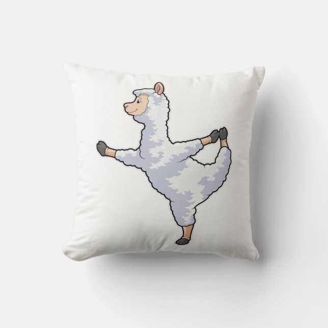 Llama at Yoga Fitness Throw Pillow (Front)