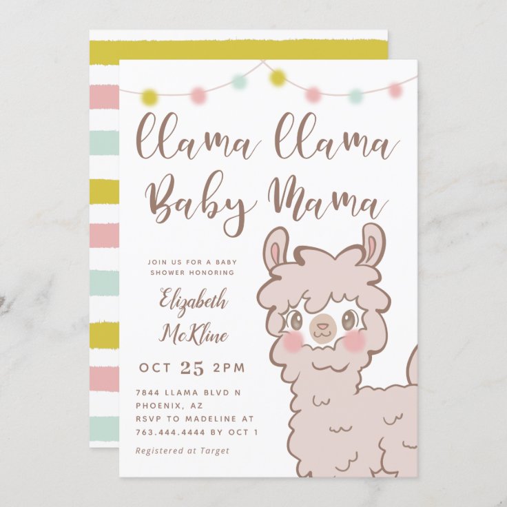 Llama Baby Mama Gender Neutral Shower Invitation | Zazzle