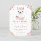 Llama Baby Shower Blush Floral Invitation (Standing Front)