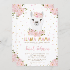 Llama Baby Shower Blush Floral Invitation