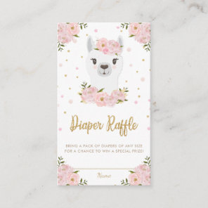Llama Baby Shower Blush Pink Floral Diaper Raffle  Enclosure Card