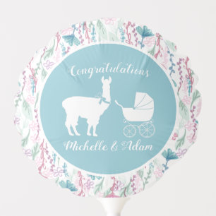 Llama Baby Shower Cute Blue Boy Balloon