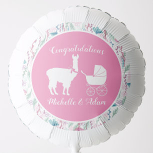 Llama Baby Shower Cute Pink Girl Balloon
