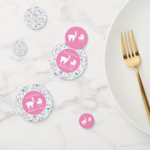 Llama Baby Shower Cute Pink Girl Confetti