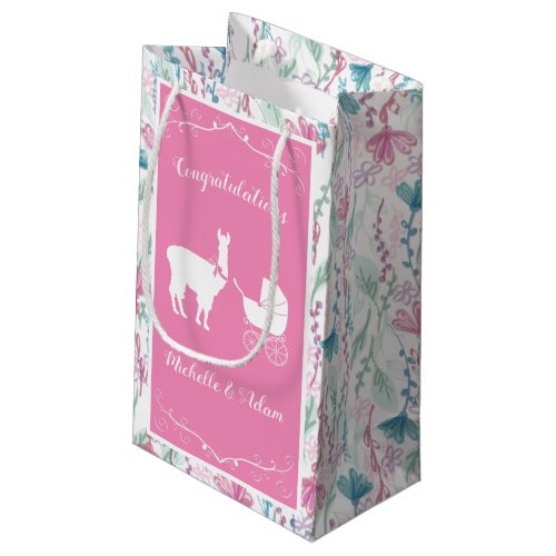 Llama Baby Shower Cute Pink Girl Small Gift Bag