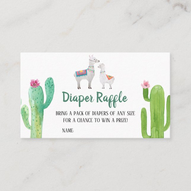 Llama Baby Shower Diaper Raffle Business Card (Front)