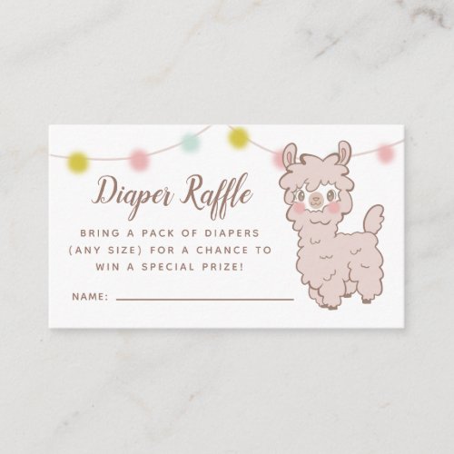 Llama Baby Shower Diaper Raffle Ticket Enclosure Card