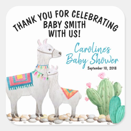 llama baby shower favor sticker thank you sticker