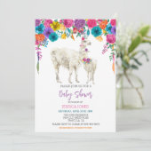 Llama Baby Shower Fiesta Bright Flower Invitation (Standing Front)