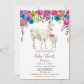 Llama Baby Shower Fiesta Bright Flower Invitation (Front)