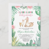Llama baby shower girl invitation, baby mama invitation (Front)