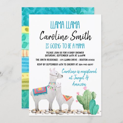 Llama Baby Shower Invitation Gender Neutral Invite