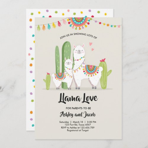 Llama baby shower invitation Llama Love Fiesta