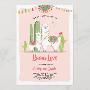 Llama baby shower invitation Llama Love Fiesta