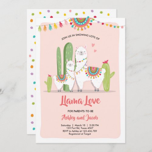 Llama baby shower invitation Llama Love Fiesta