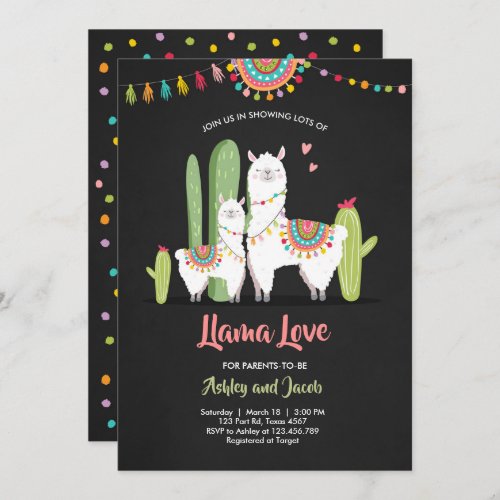 Llama baby shower invitation Llama Love Fiesta