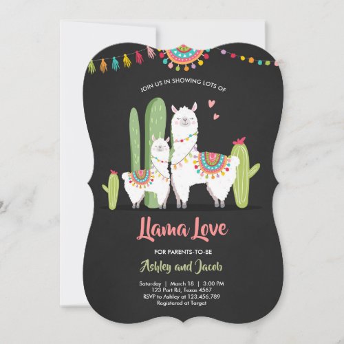 Llama baby shower invitation Llama Love Fiesta