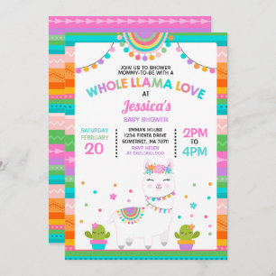 llama Baby Shower Invitation Whole Llama Love Baby
