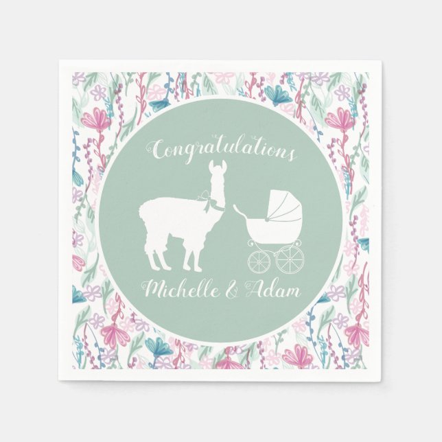 Llama Baby Shower  Napkins (Front)