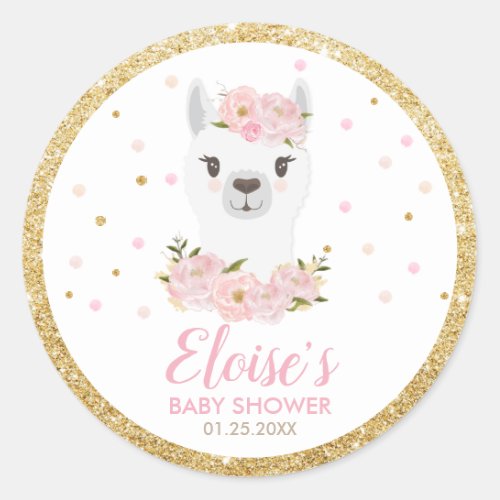 Llama Baby Shower Thank You Party Favor Classic Round Sticker
