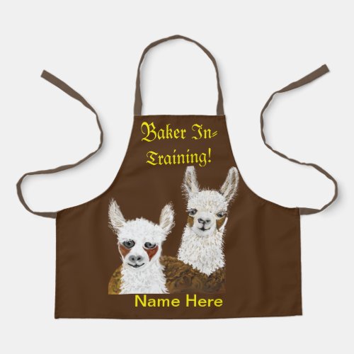 Llama Baker In Training and  Name Here Kids Apron