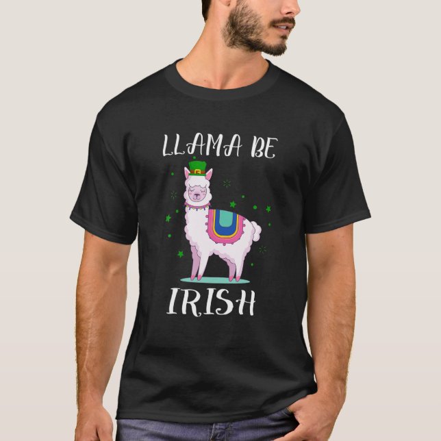 Llama Be Irish - Clover Leaf Lama Goblin St. Patri T-Shirt (Front)