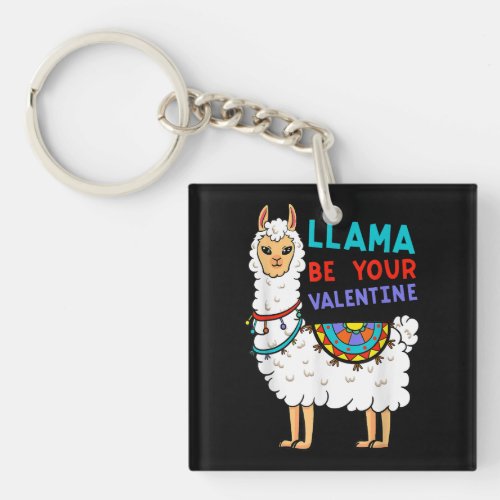 Llama Be Your Valentine Heart Valentines Day Keychain