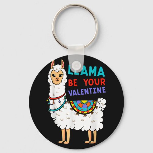 Llama Be Your Valentine Heart Valentines Day Keychain