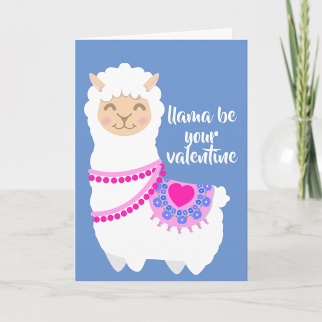 Llama be your Valentine Pun Holiday Card (Front)