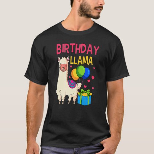 Llama Birthday Alpaca Bday Party Balloons Animal T-Shirt