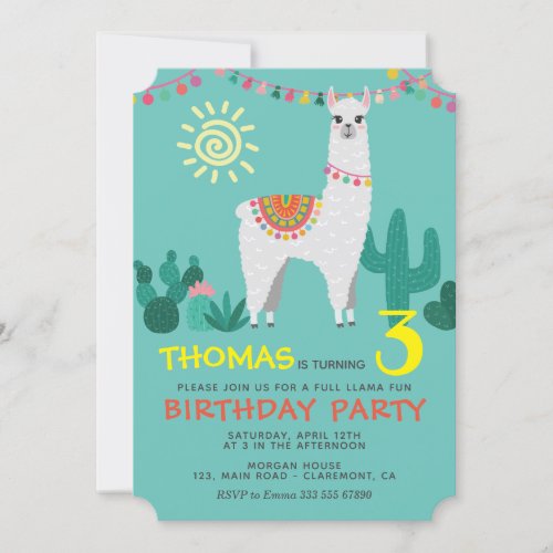 Llama Birthday Boy Invitation