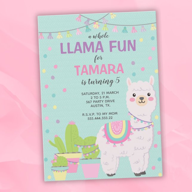 Llama birthday , fun llama, alpaca birthday, girl invitation (Creator Uploaded)