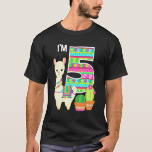 Llama Birthday I'm 5 Farm Llama Theme 5th Birthday T-Shirt