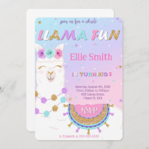 Llama Birthday Invitation