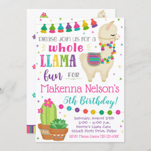 Llama Birthday Invitation Llama Party