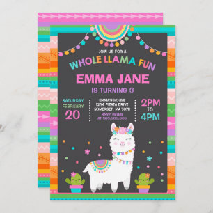 Llama Birthday Invitation Whole Llama Fun Party