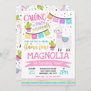 Llama Birthday Invitation Whole Llama Fun Party