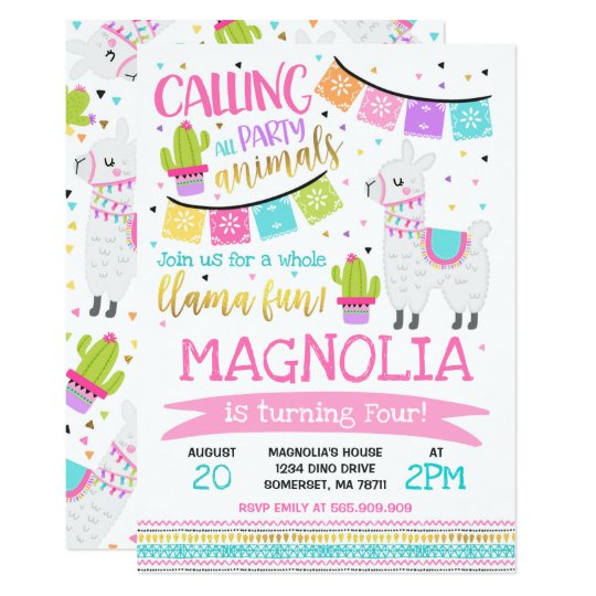 Llama Birthday Invitation Whole Llama Fun Party | Zazzle.com