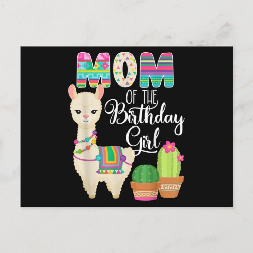 Llama Birthday Mom Of The Birthday Girl Farm Llama Announcement Postcard