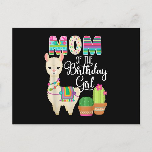 Llama Birthday Mom Of The Birthday Girl Farm Llama Invitation Postcard