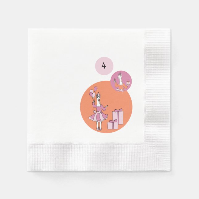 Llama birthday napkins (Front)